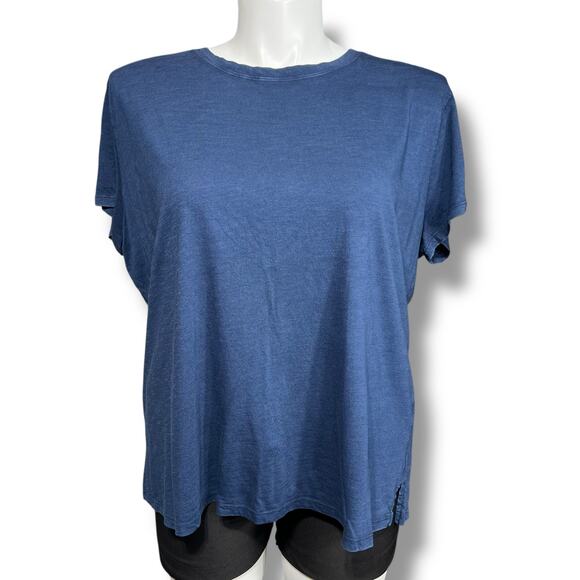 Maurices Womens TShirt Pullover Short Sleeves Crew Neck Split Side Seams Blue 1X - Picture 1 of 9